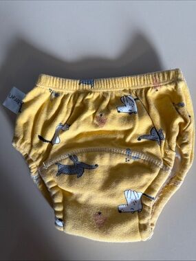 Up Airy Yellow Puppy Print Training Pants for Kids